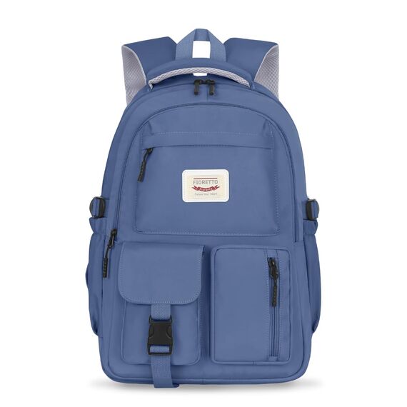 FIORETTO schulrucksack Teenager Mädchen Damen Schulranzen Schultasche School Bag Rucksack Schule 14" Laptopfach, Wasserabweisend & Leicht Dunkelblau