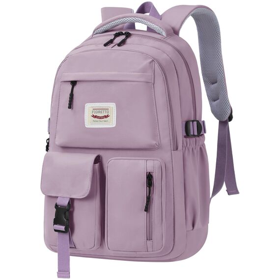 FIORETTO schulrucksack Teenager Mädchen Damen Schulranzen Schultasche School Bag Rucksack Schule 14" Laptopfach, Wasserabweisend & Leicht Lila