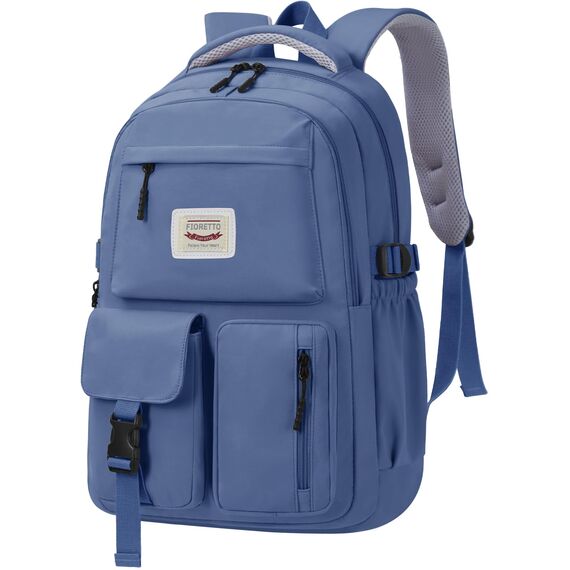 FIORETTO schulrucksack Teenager Mädchen Damen Schulranzen Schultasche School Bag Rucksack Schule 14" Laptopfach, Wasserabweisend & Leicht Dunkelblau