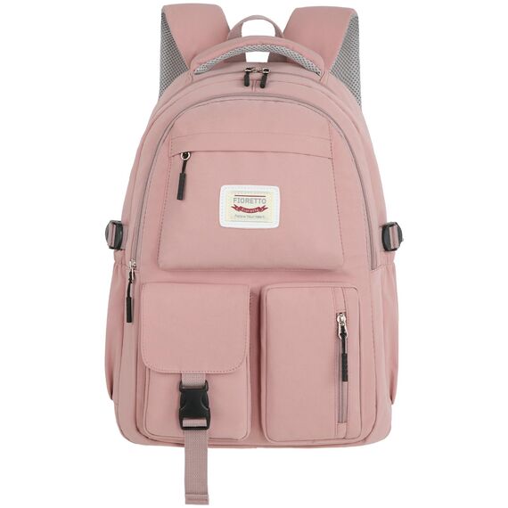 FIORETTO schulrucksack Teenager Mädchen Damen Schulranzen Schultasche School Bag Rucksack Schule 14" Laptopfach, Wasserabweisend & Leicht Rosa