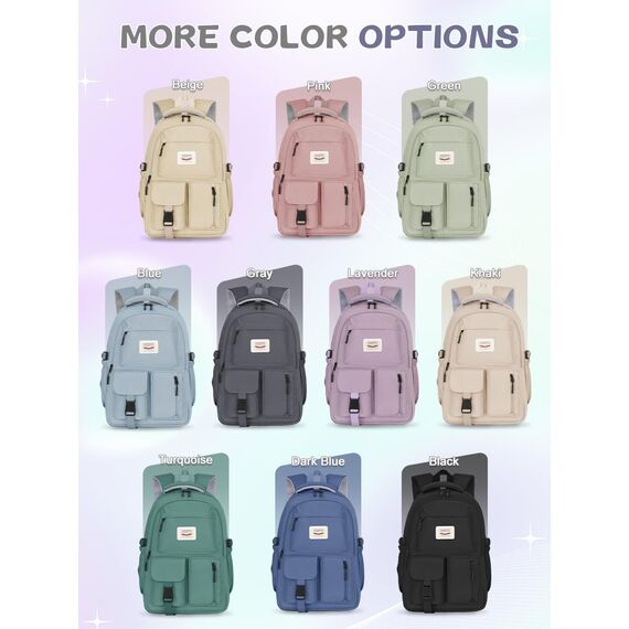 FIORETTO schulrucksack Teenager Mädchen Damen Schulranzen Schultasche School Bag Rucksack Schule 14" Laptopfach, Wasserabweisend & Leicht Dunkelgrau