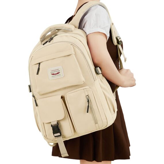FIORETTO schulrucksack Teenager Mädchen Damen Schulranzen Schultasche School Bag Rucksack Schule 14" Laptopfach, Wasserabweisend & Leicht Weiß