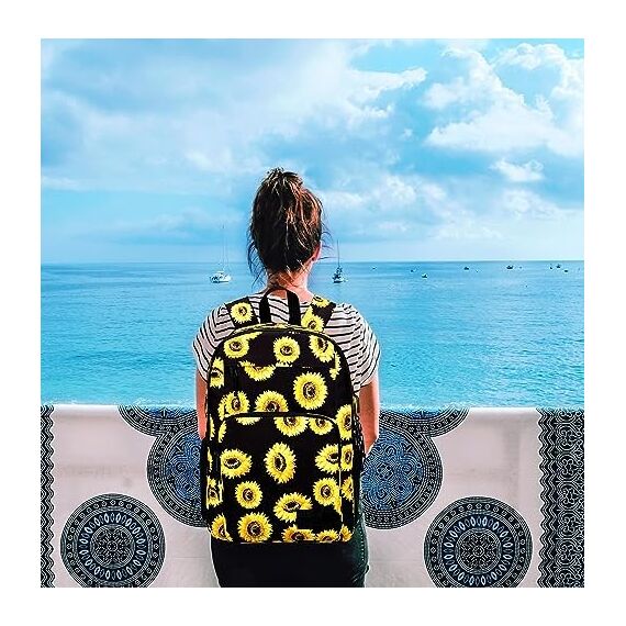 KEOFID Laptop Rucksack für Herren Damen, Großer Schulrucksack für Jungen, Mädchen und Teenager, Anti-Diebstahl Computer Rucksack, 15,6 Zoll Laptop, Handgepäck Rucksack(Sonnenblumen)