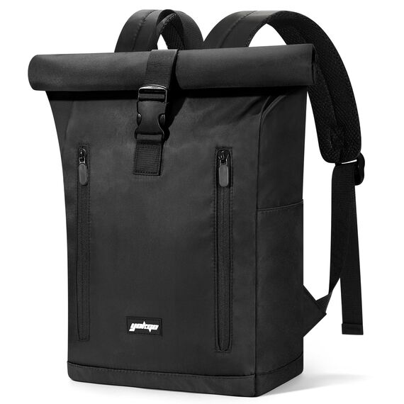 YOKGO Rucksack Damen & Herren, Rolltop Rucksack Wasserfest LaptopRucksack Schulrucksack mit 15,6" Laptopfach, Freizeitrucksack Backpack Daypack für Uni Schule Business Arbeit City Freizeit Reise