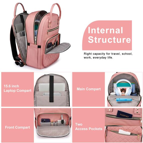 YAMTION Rucksack Damen,Schulrucksack Frauen Schultasche Mädchen Teenager Tagesrucksack mit USB und Laptopfach für Schule Universität Büro Arbeit Stadt