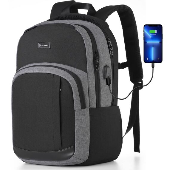 YIORMIOR Schulrucksack Jungen Mädchen Teenager, Rucksack Herren Damen Daypacks für 15.6 Zoll Laptop Rucksack mit USB Ladeanschluss 35L