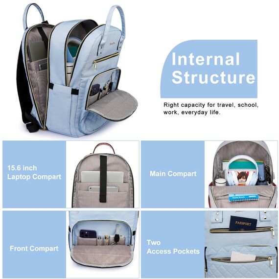 YAMTION Rucksack Damen,Schulrucksack Frauen Schultasche Mädchen Teenager Tagesrucksack mit USB und Laptopfach für Schule Universität Büro Arbeit Stadt