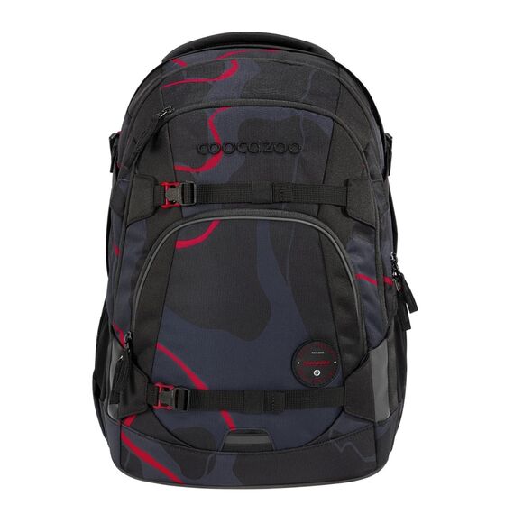 coocazoo Schulrucksack Mate „Lava Lines”, schwarz, ergonomischer & anpassbarer Tornister, höhen- & größenverstellbar, mit Brustgurt & Hüftgurt, ab der 3. Klasse
