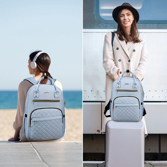 YAMTION Laptop Rucksack Damen,17.3 Zoll Schulrucksack Frauen Schultasche Mädchen Teenager Tagesrucksack mit USB und Laptopfach für Schule Universität Büro Arbeit Stadt