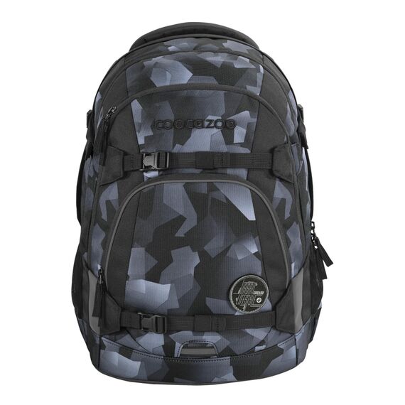 coocazoo Schulrucksack Mate „Grey Rocks”, schwarz-grau, ergonomischer & anpassbarer Tornister, höhen- & größenverstellbar, mit Brustgurt & Hüftgurt, ab der 3. Klasse