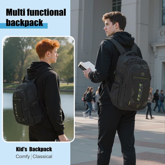 SIVENKE Rucksack Schulrucksack Jungen Teenager Schultasche Schulranzen Laptop Bag Multifunktionale Tagesrucksack Wasserabweisend Bookbag Backpack Kinderrucksack für Schule Reisen