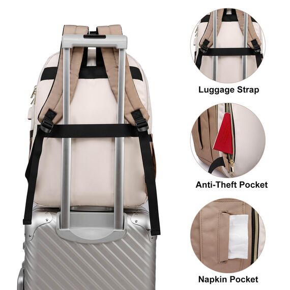 YAMTION Rucksack Damen,Schulrucksack Frauen Schultasche Mädchen Teenager Tagesrucksack mit USB und Laptopfach für Schule Universität Büro Arbeit Stadt