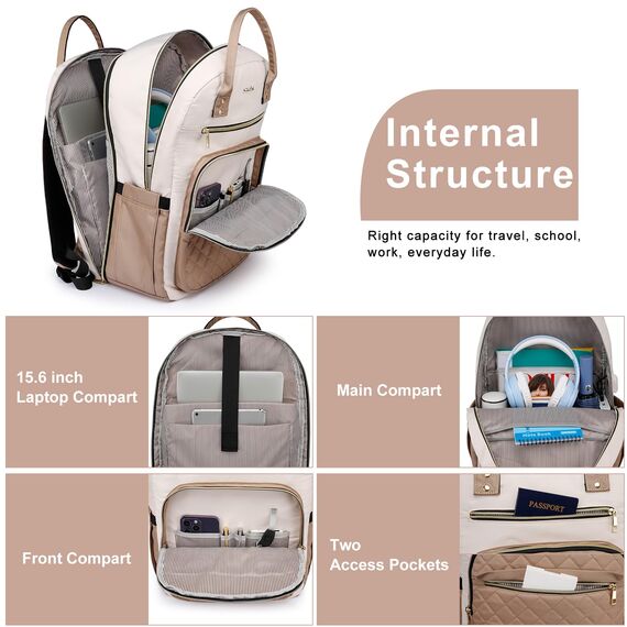 YAMTION Rucksack Damen,Schulrucksack Frauen Schultasche Mädchen Teenager Tagesrucksack mit USB und Laptopfach für Schule Universität Büro Arbeit Stadt