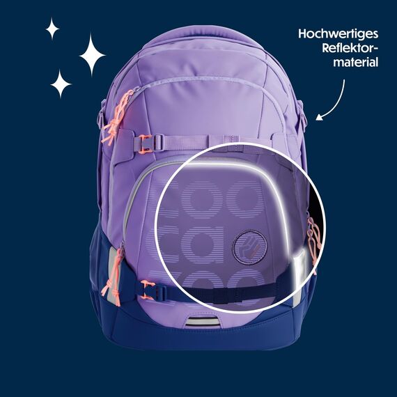 coocazoo Schulrucksack Mate „Tarp Frosty Lilac”, lila, ergonomischer & anpassbarer Tornister, höhen- & größenverstellbar, mit Brustgurt & Hüftgurt, ab der 3. Klasse