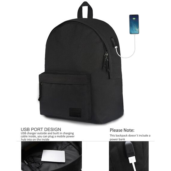 SUPACOOL Leichter Laptop Rucksack für Herren Damen, Schulrucksack mit USB Ladeanschluss für Jungen, Mädchen und Teenager, Rucksack Daypack für College