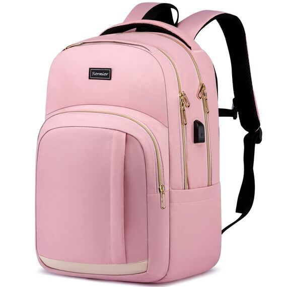 YIORMIOR Schulrucksack Mädchen Teenager, Rucksack Damen Schule Daypacks für 15.6 Zoll Laptop Rucksack mit USB Ladeanschluss 35L