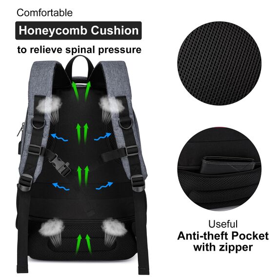YIORMIOR Schulrucksack Jungen Mädchen Teenager, Rucksack Schule Laptop Rucksack für Herren Damen Daypacks für 15.6 Zoll Laptop Business Rucksack mit USB Ladeanschluss 35L