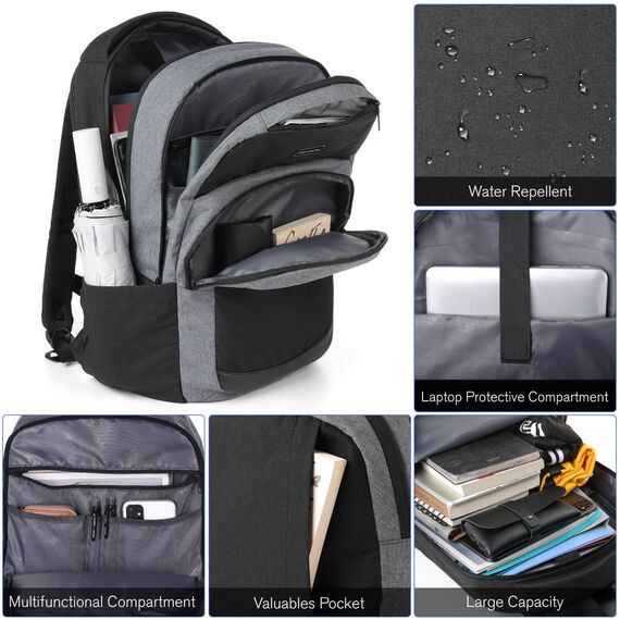 YIORMIOR Schulrucksack Jungen Mädchen Teenager, Rucksack Herren Damen Daypacks für 15.6 Zoll Laptop Rucksack mit USB Ladeanschluss 35L