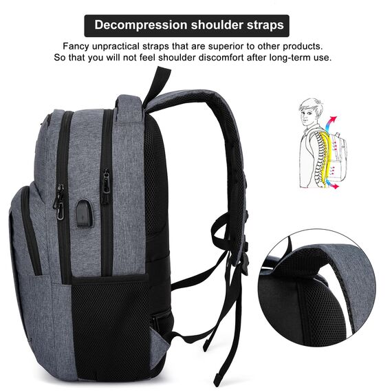 YIORMIOR Schulrucksack Jungen Mädchen Teenager, Rucksack Schule Laptop Rucksack für Herren Damen Daypacks für 15.6 Zoll Laptop Business Rucksack mit USB Ladeanschluss 35L