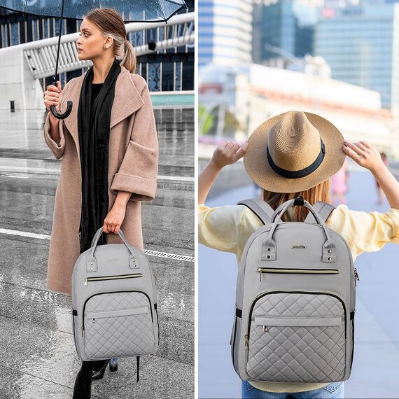 YAMTION Laptop Rucksack Damen,17.3 Zoll Schulrucksack Frauen Schultasche Mädchen Teenager Tagesrucksack mit USB und Laptopfach für Schule Universität Büro Arbeit Stadt