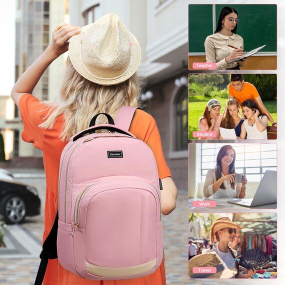 YIORMIOR Schulrucksack Mädchen Teenager, Rucksack Damen Schule Daypacks für 15.6 Zoll Laptop Rucksack mit USB Ladeanschluss 35L