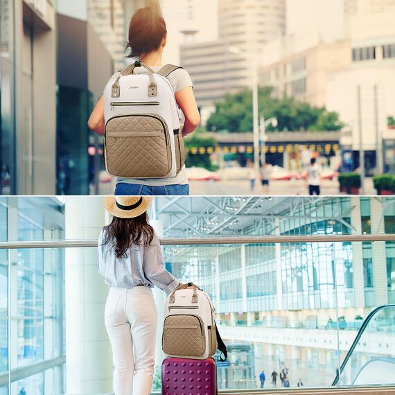 YAMTION Laptop Rucksack Damen,17.3 Zoll Schulrucksack Frauen Schultasche Mädchen Teenager Tagesrucksack mit USB und Laptopfach für Schule Universität Büro Arbeit Stadt