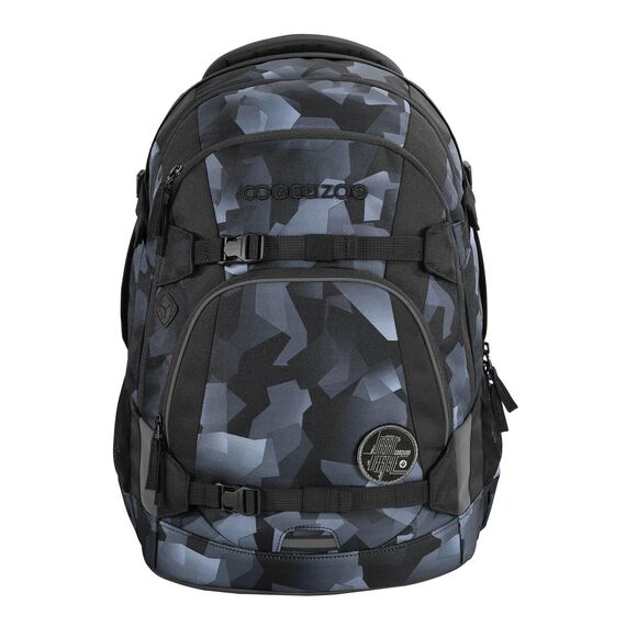 coocazoo Schulrucksack Mate „Grey Rocks”, schwarz-grau, ergonomischer & anpassbarer Tornister, höhen- & größenverstellbar, mit Brustgurt & Hüftgurt, ab der 3. Klasse