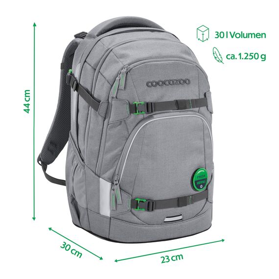 coocazoo Schulrucksack Mate „Mixed Silver Dust”, grau, ergonomischer & anpassbarer Tornister, höhen- & größenverstellbar, mit Brustgurt & Hüftgurt, ab der 3. Klasse
