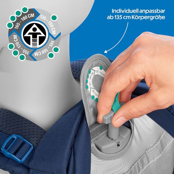 coocazoo Schulrucksack Mate „Blue Motion”, blau, ergonomischer & anpassbarer Tornister, höhen- & größenverstellbar, mit Brustgurt & Hüftgurt, ab der 3. Klasse