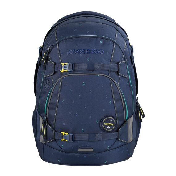 coocazoo Schulrucksack Mate „Happy Raindrops”, blau, ergonomischer & anpassbarer Tornister, höhen- & größenverstellbar, mit Brustgurt & Hüftgurt, leicht & individuell, ab der 3. Klasse