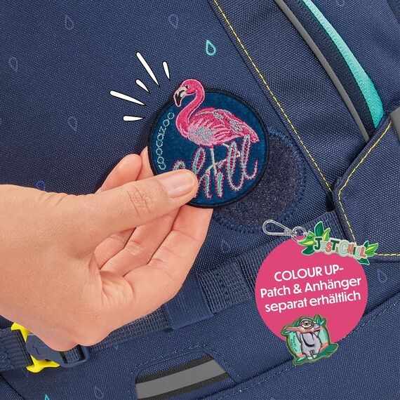 coocazoo Schulrucksack Mate „Happy Raindrops”, blau, ergonomischer & anpassbarer Tornister, höhen- & größenverstellbar, mit Brustgurt & Hüftgurt, leicht & individuell, ab der 3. Klasse