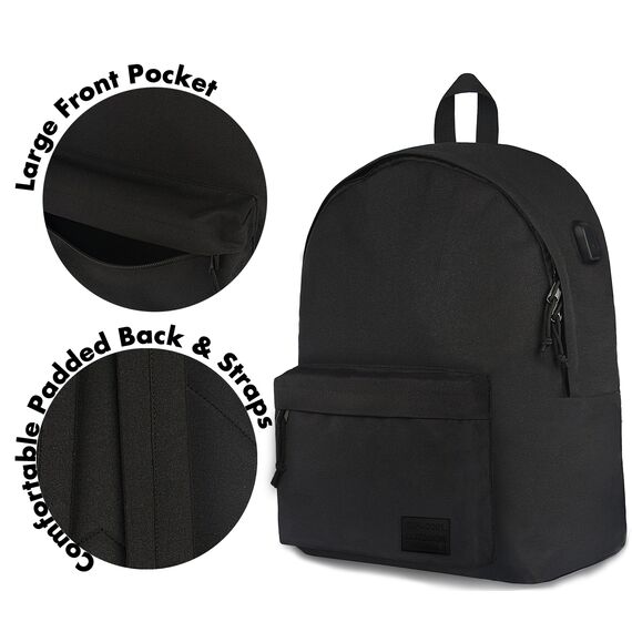 SUPACOOL Leichter Laptop Rucksack für Herren Damen, Schulrucksack mit USB Ladeanschluss für Jungen, Mädchen und Teenager, Rucksack Daypack für College