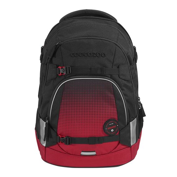 coocazoo Schulrucksack Mate „Blazing Fire”, schwarz-rot, ergonomischer & anpassbarer Tornister, höhen- & größenverstellbar, mit Brustgurt & Hüftgurt, ab der 3. Klasse