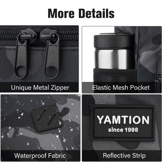 YAMTION Rucksack Laptop Herren Schulrucksack Jungen Teenager,Schulranzen Schultasche für Uni Universität Büro Arbeit Stadt Reise Studium Schule