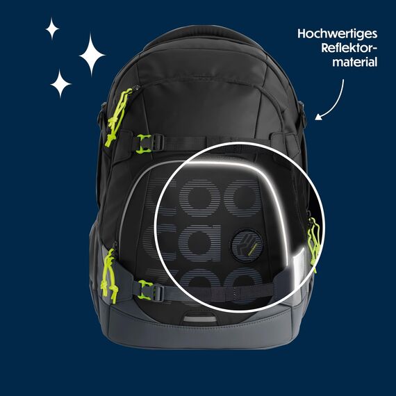 coocazoo Schulrucksack Mate „Tarp Black Thunder”, schwarz, ergonomischer & anpassbarer Tornister, höhen- & größenverstellbar, mit Brustgurt & Hüftgurt, ab der 3. Klasse