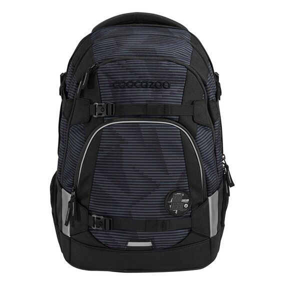 coocazoo Schulrucksack Mate „Dark Mission”, schwarz-grau, ergonomischer & anpassbarer Tornister, höhen- & größenverstellbar, mit Brustgurt & Hüftgurt, ab der 3. Klasse