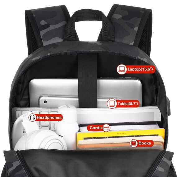 YAMTION Rucksack Laptop Herren Schulrucksack Jungen Teenager,Schulranzen Schultasche für Uni Universität Büro Arbeit Stadt Reise Studium Schule