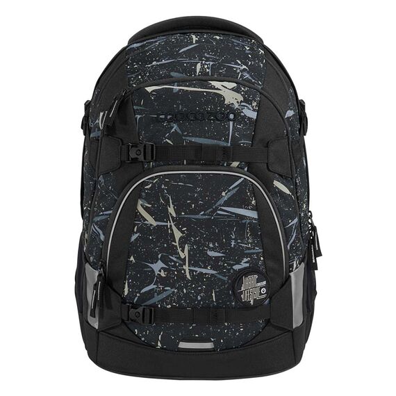 coocazoo Schulrucksack Mate „Reflective Splash”,schwarz-grau, reflektierend, ergonomischer & anpassbarer Tornister, höhen- & größenverstellbar, mit Brustgurt & Hüftgurt, ab der 3. Klasse