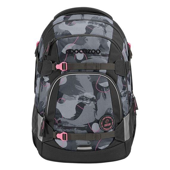coocazoo Schulrucksack Mate „Bubble Brush”, grau-rosa, ergonomischer & anpassbarer Tornister, höhen- & größenverstellbar, mit Brustgurt & Hüftgurt, ab der 3. Klasse