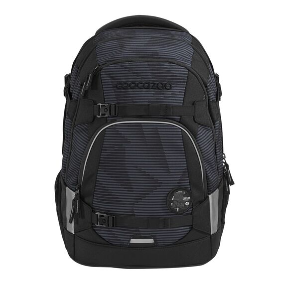 coocazoo Schulrucksack Mate „Dark Mission”, schwarz-grau, ergonomischer & anpassbarer Tornister, höhen- & größenverstellbar, mit Brustgurt & Hüftgurt, ab der 3. Klasse
