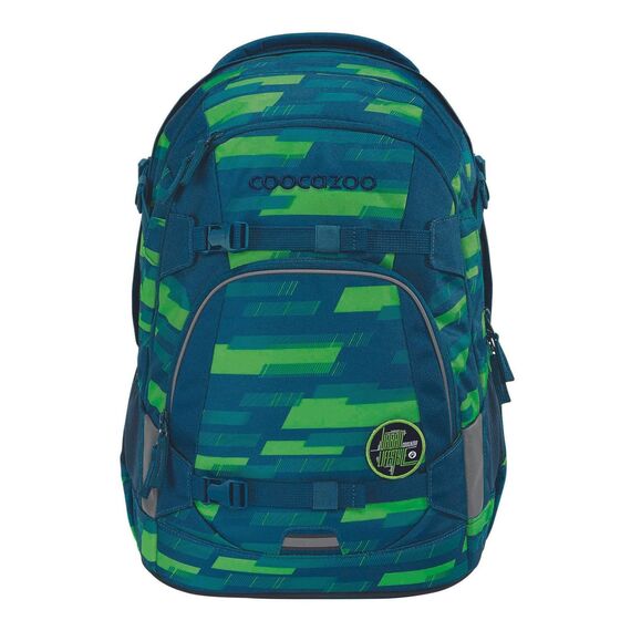 coocazoo Schulrucksack Mate „Lime Stripe”, blau-grün, ergonomischer & anpassbarer Tornister, höhen- & größenverstellbar, mit Brustgurt & Hüftgurt, ab der 3. Klasse