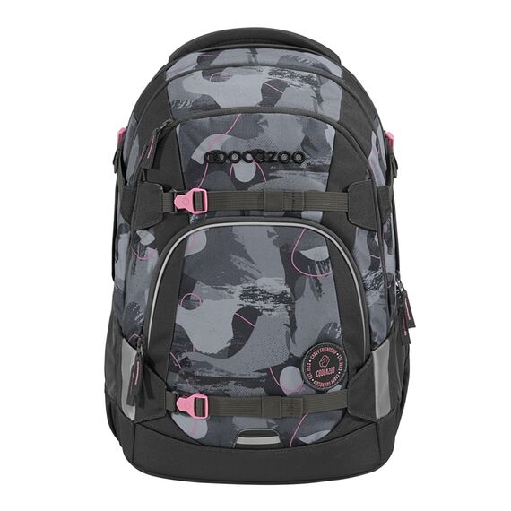 coocazoo Schulrucksack Mate „Bubble Brush”, grau-rosa, ergonomischer & anpassbarer Tornister, höhen- & größenverstellbar, mit Brustgurt & Hüftgurt, ab der 3. Klasse