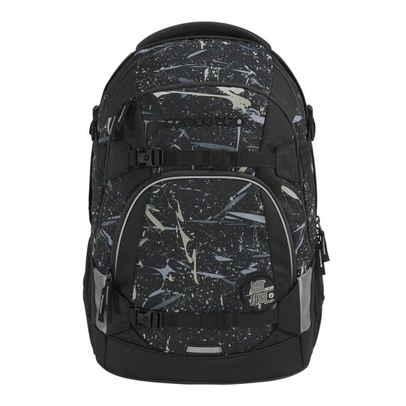 coocazoo Schulrucksack Mate „Reflective Splash”,schwarz-grau, reflektierend, ergonomischer & anpassbarer Tornister, höhen- & größenverstellbar, mit Brustgurt & Hüftgurt, ab der 3. Klasse