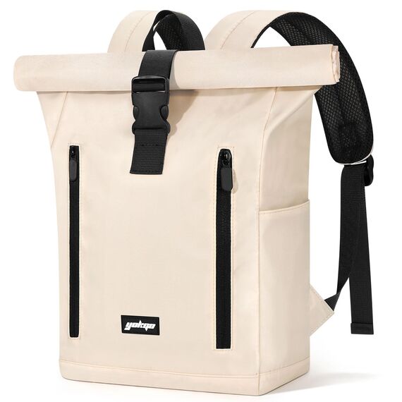 YOKGO Rucksack Damen & Herren, Rolltop Rucksack Wasserfest LaptopRucksack Schulrucksack mit 15,6" Laptopfach, Freizeitrucksack Backpack Daypack für Uni Schule Business Arbeit City Freizeit Reise
