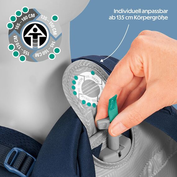 coocazoo Schulrucksack Mate „Geometric Sky”, grau-blau, ergonomischer & anpassbarer Tornister, höhen- & größenverstellbar, mit Brustgurt & Hüftgurt, ab der 3. Klasse