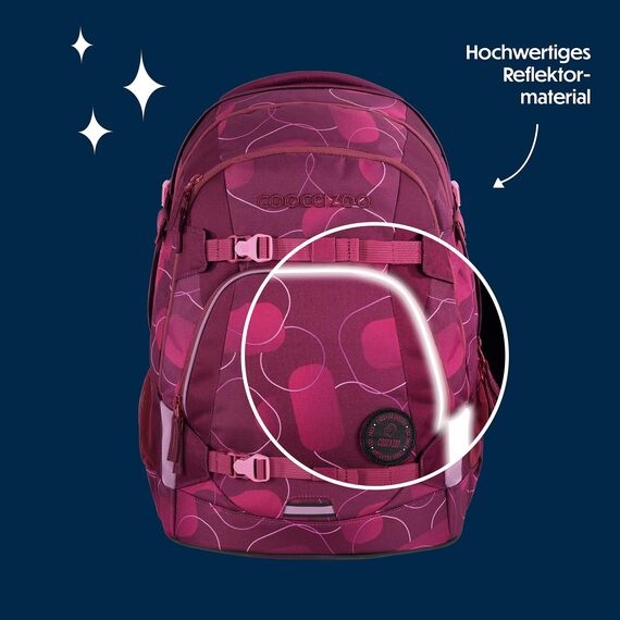coocazoo Schulrucksack Mate „Berry Bubbles”, rosa-pink, ergonomischer & anpassbarer Tornister, höhen- & größenverstellbar, mit Brustgurt & Hüftgurt, ab der 3. Klasse