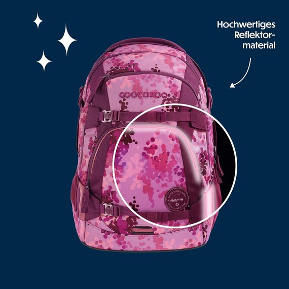 coocazoo Schulrucksack Mate „Cherry Blossom”, rosa, ergonomischer & anpassbarer Tornister, höhen- & größenverstellbar, mit Brustgurt & Hüftgurt, ab der 3. Klasse