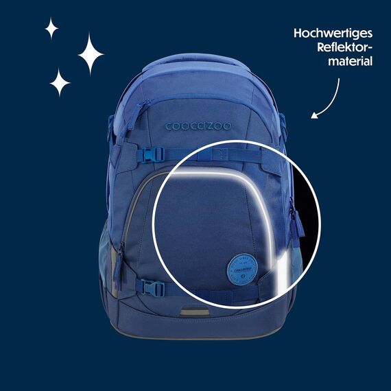 coocazoo Schulrucksack Mate „All Blue”, blau, ergonomischer & anpassbarer Tornister, höhen- & größenverstellbar, mit Brustgurt & Hüftgurt, ab der 3. Klasse