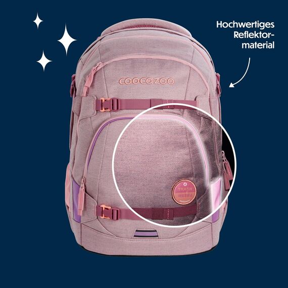 coocazoo Schulrucksack Mate „Mixed Faded Rose”, rosa, ergonomischer & anpassbarer Tornister, höhen- & größenverstellbar, mit Brustgurt & Hüftgurt, ab der 3. Klasse