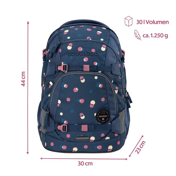 coocazoo Schulrucksack Mate „Bubble Dreams”, blau, ergonomischer & anpassbarer Tornister, höhen- & größenverstellbar, mit Brustgurt & Hüftgurt, ab der 3. Klasse